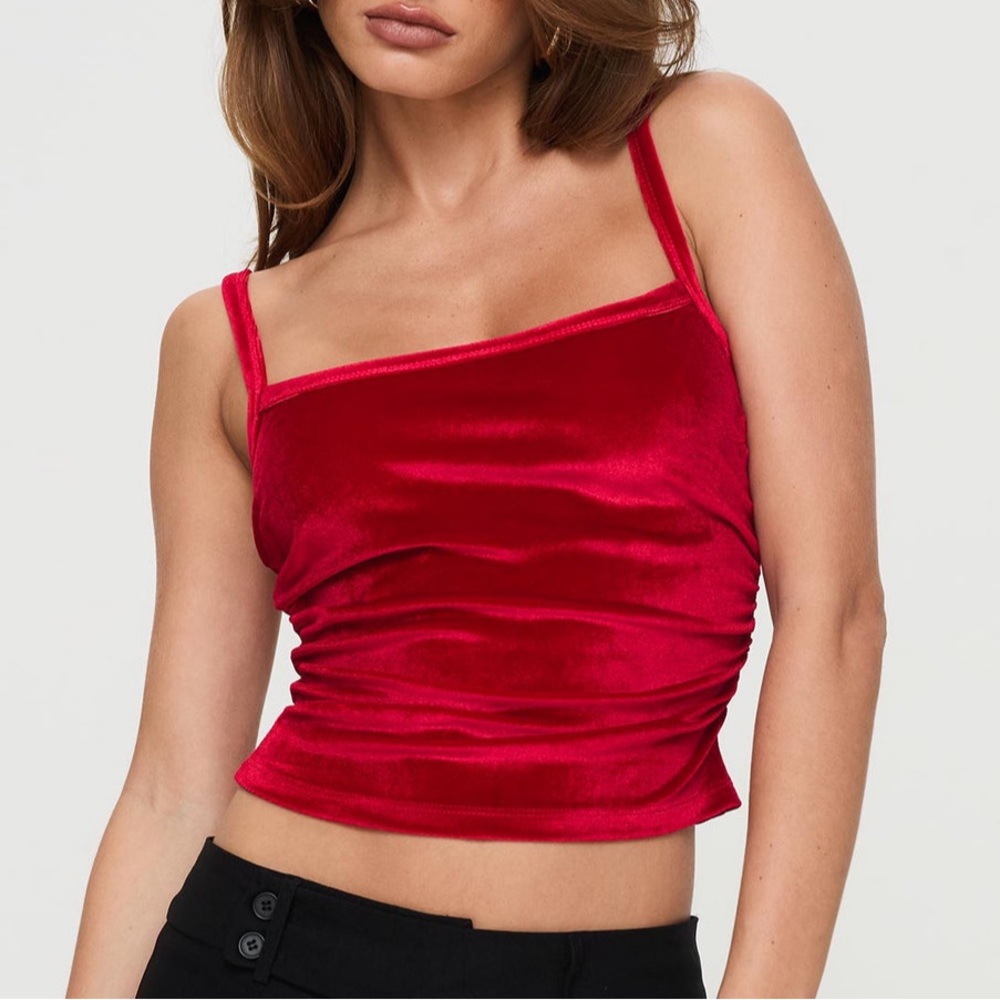Princess Polly Red Velvet Tank Top - Picture 1 of 7